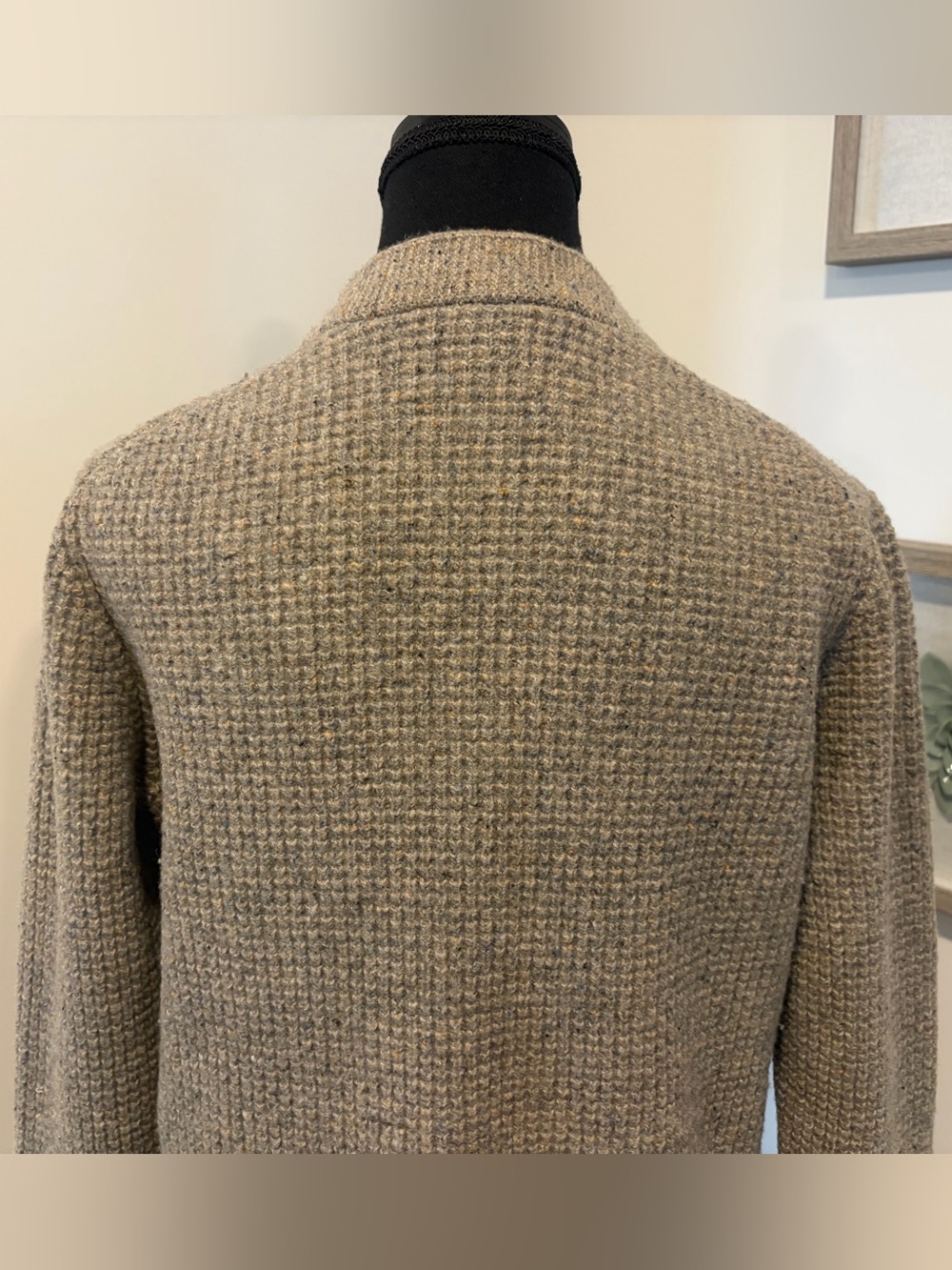 Roots Taupe Knit Lambswool Blend Button-Up Cardigan With Pockets! - Picture 9 of 13